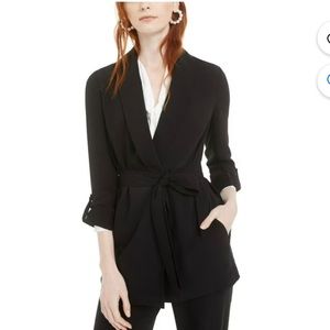 COPY - BAR III Womens Black Belted Wear To Work Blazer Jacket